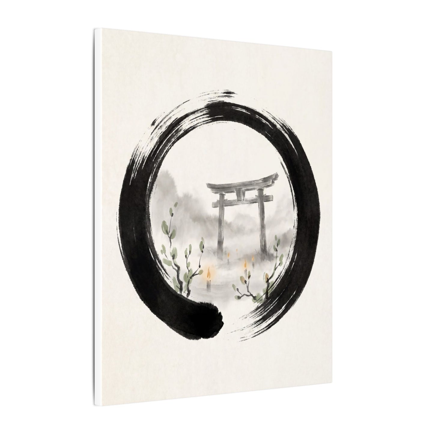 Spring Torii Gate Enso Canvas Art | Tranquil Decor