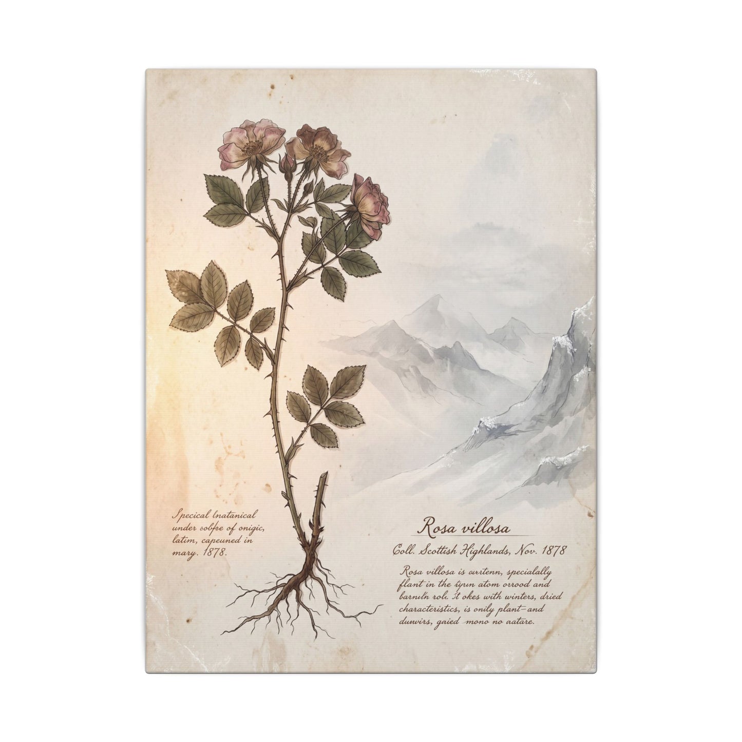 Winter Mountain Mist Herbarium Canvas Art | Earthy Decor