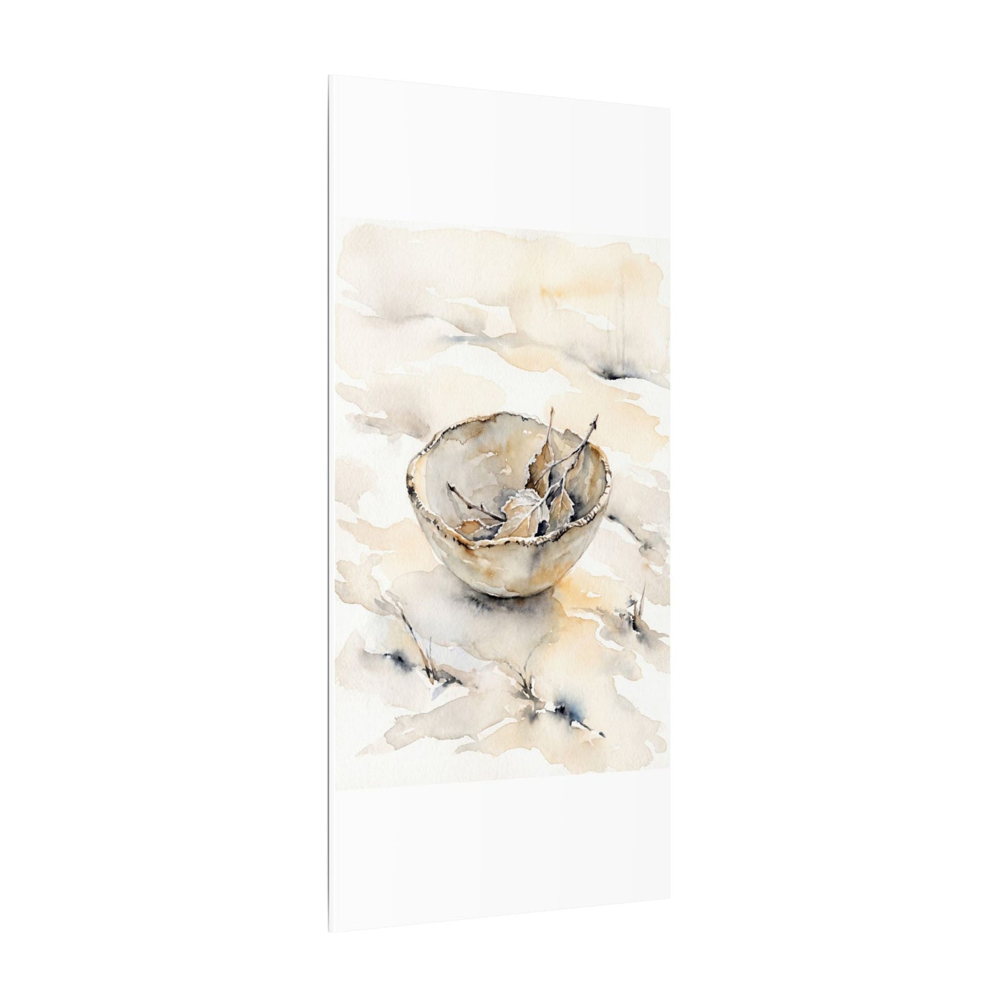 Ceramic Bowl Canvas Art | Winter Japandi Watercolor Art