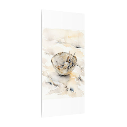 Ceramic Bowl Canvas Art | Winter Japandi Watercolor Art
