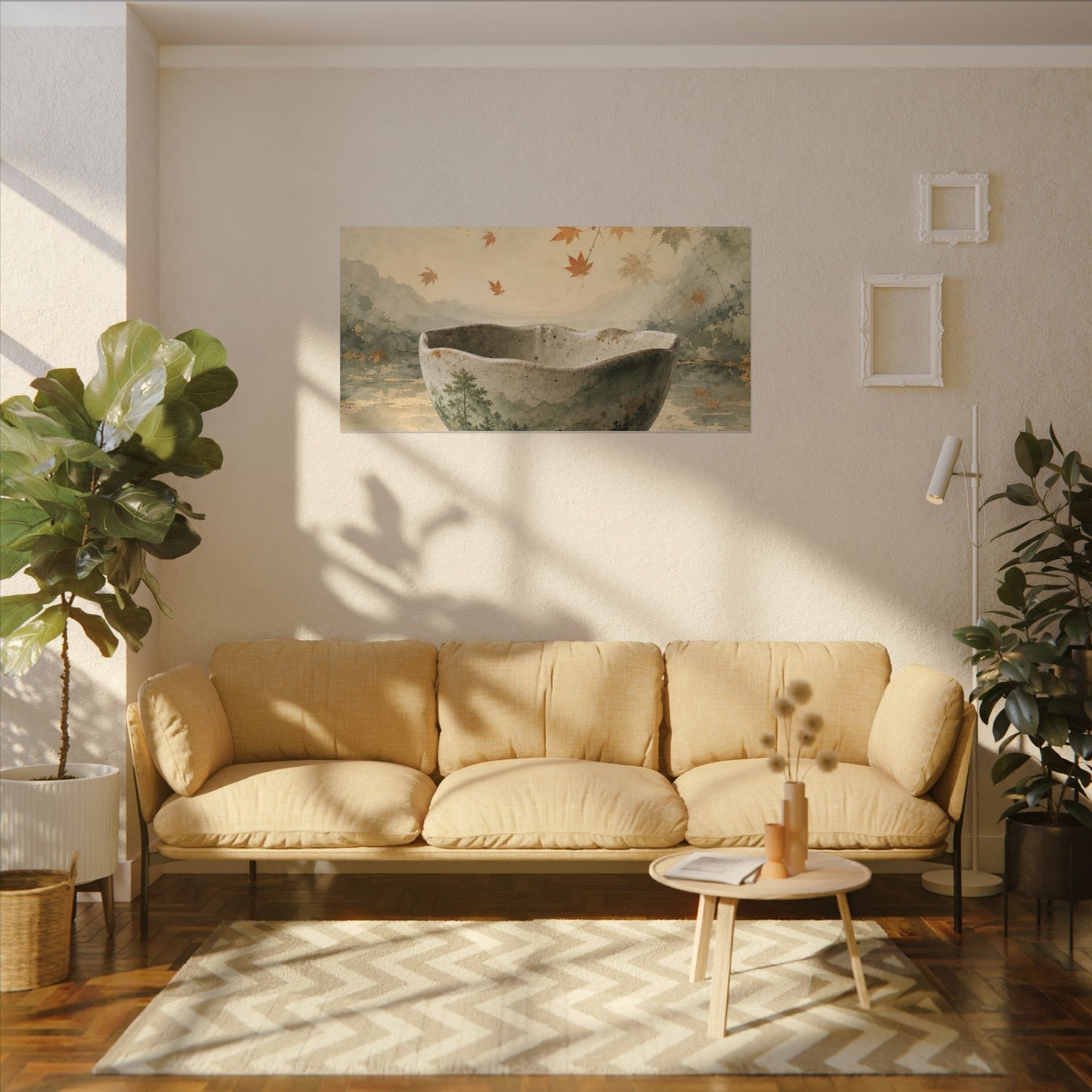 Autumn Ceramic Bowl Watercolor Canvas Art | Cozy Decor