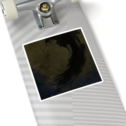 Dark Japandi Ink Brushstroke in Candlelight | Moody Minimal Sticker