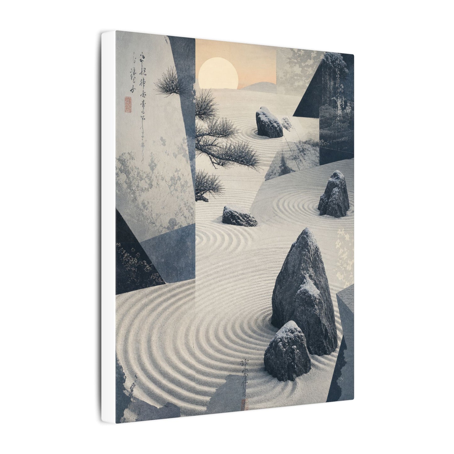Seijaku Rock Garden Canvas Art - Zen Ukiyo E Inspired