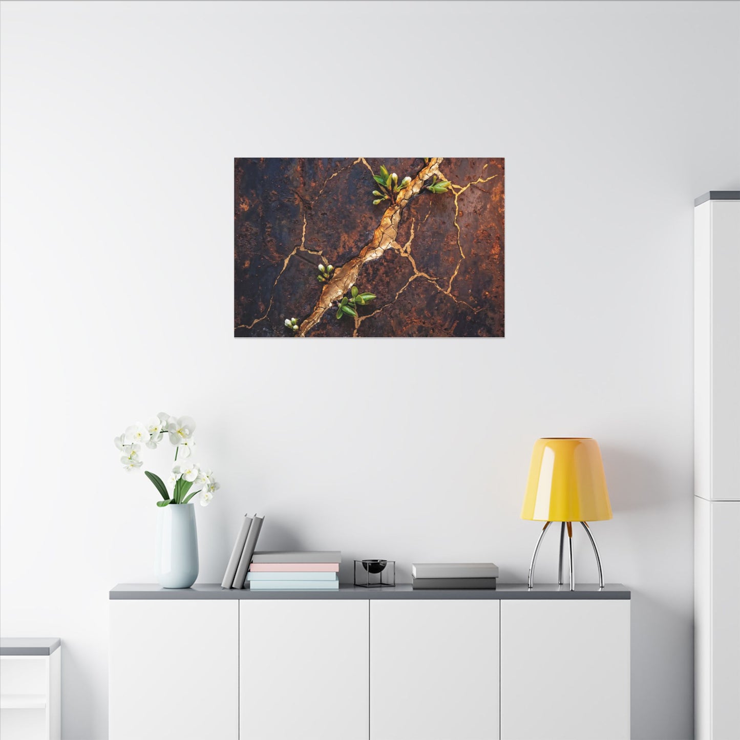 Rust Patina Spring Canvas Art | Kintsugi Resilient Design