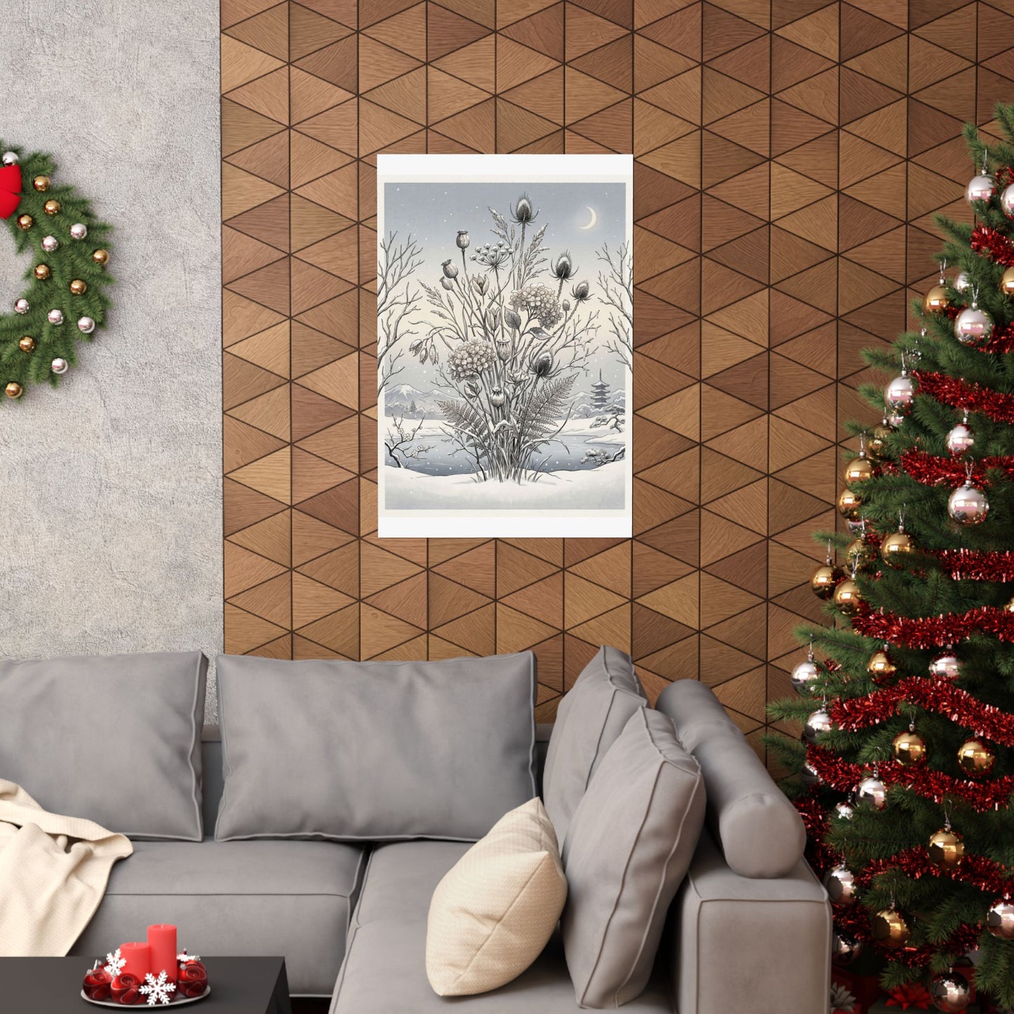 Zen Dried Flowers in Dawn | Ukiyo E Inspired Wall Art Print