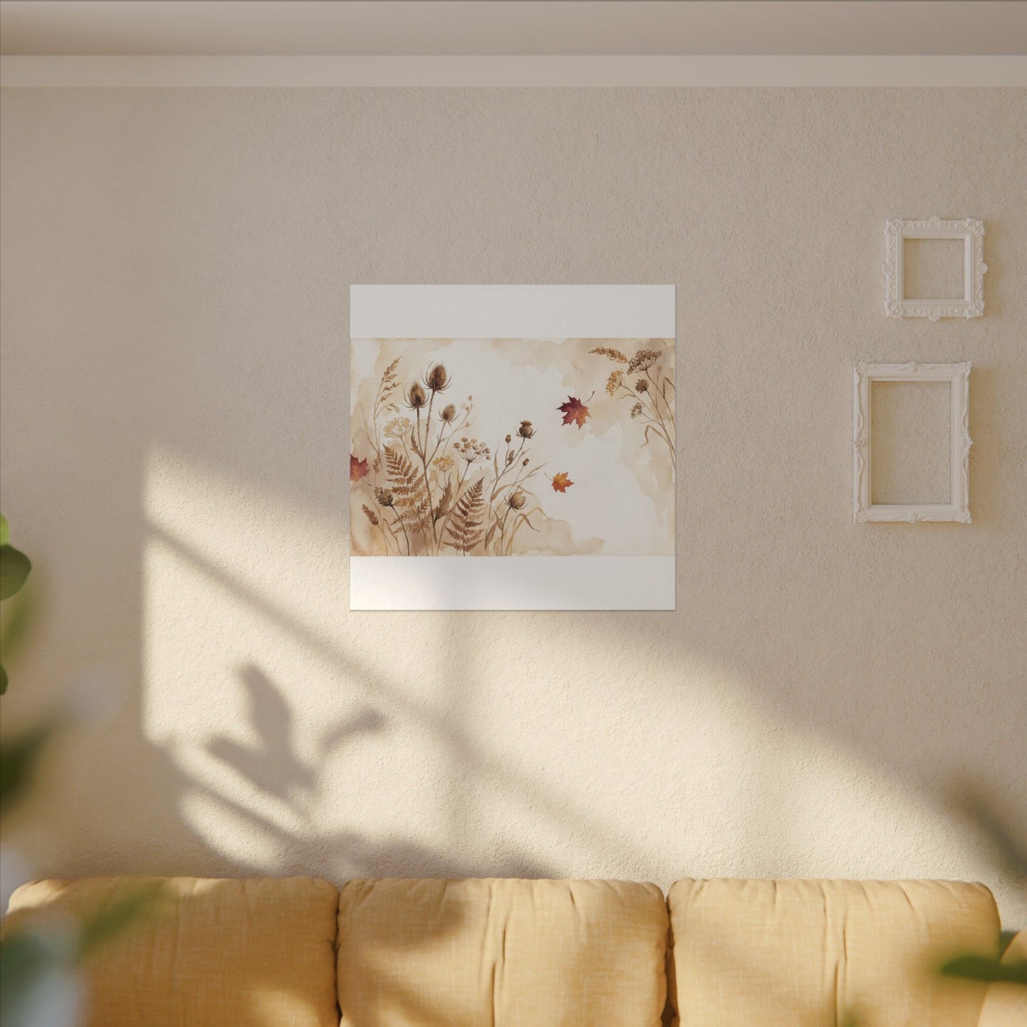 Dried Flowers Canvas Art | Autumn Japandi Watercolor Art