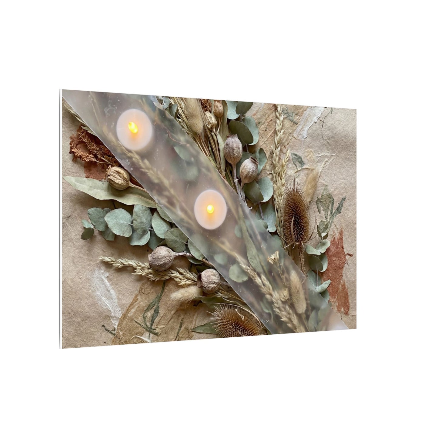 Candlelight Dried Flowers Canvas Art - Japandi Kanso