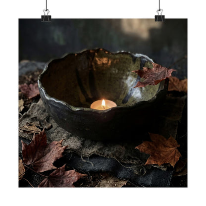 Autumn Ceramic Bowl Dark Texture Wall Art Print | Bold Decor Art Print