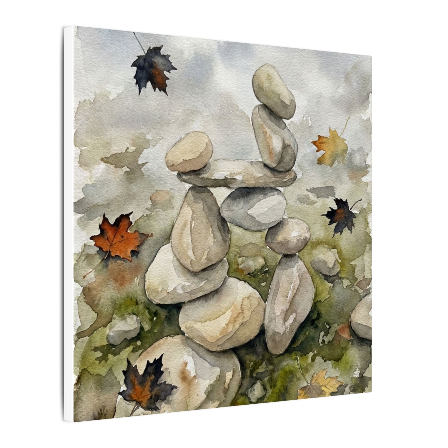 Overcast River Stones Canvas Art - Japandi Fukinsei