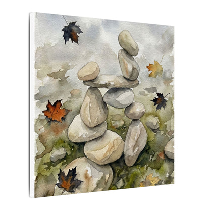 Overcast River Stones Canvas Art - Japandi Fukinsei