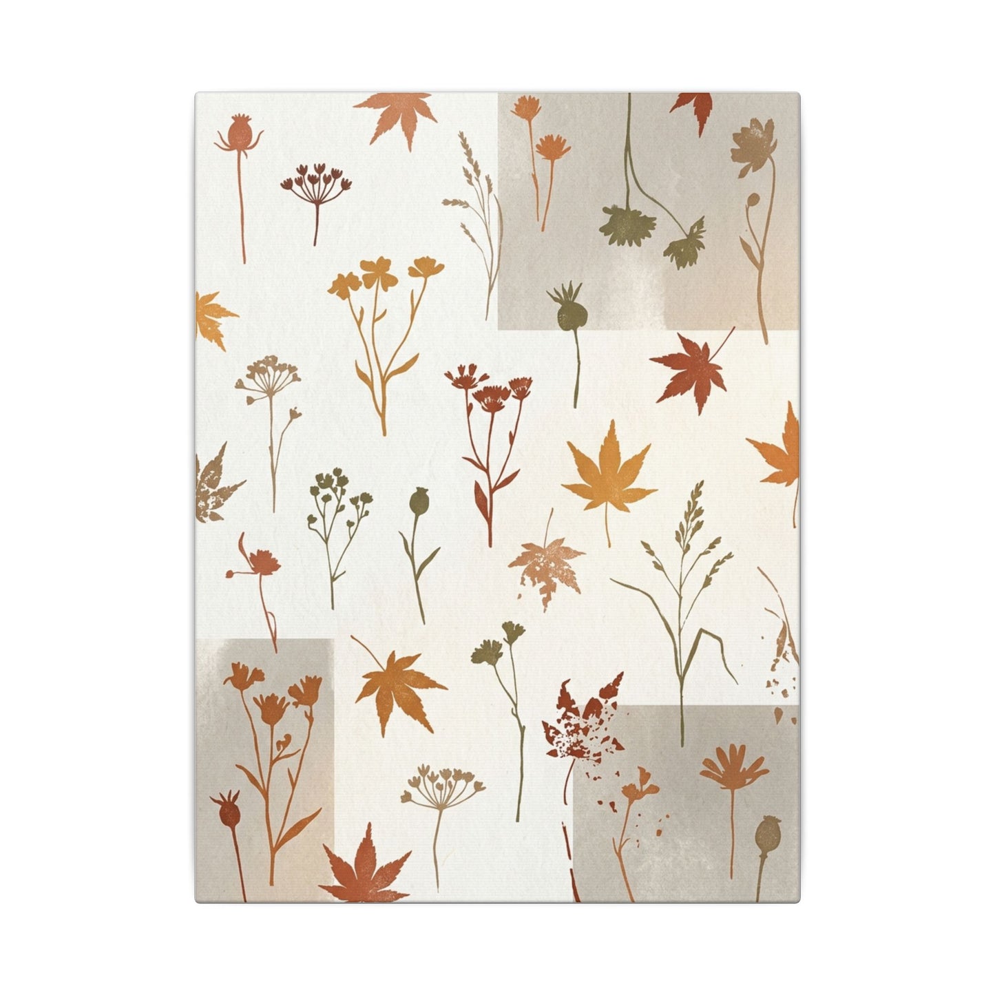 Autumn Dried Flowers Japanese Pattern Canvas Art | Elegant Decor