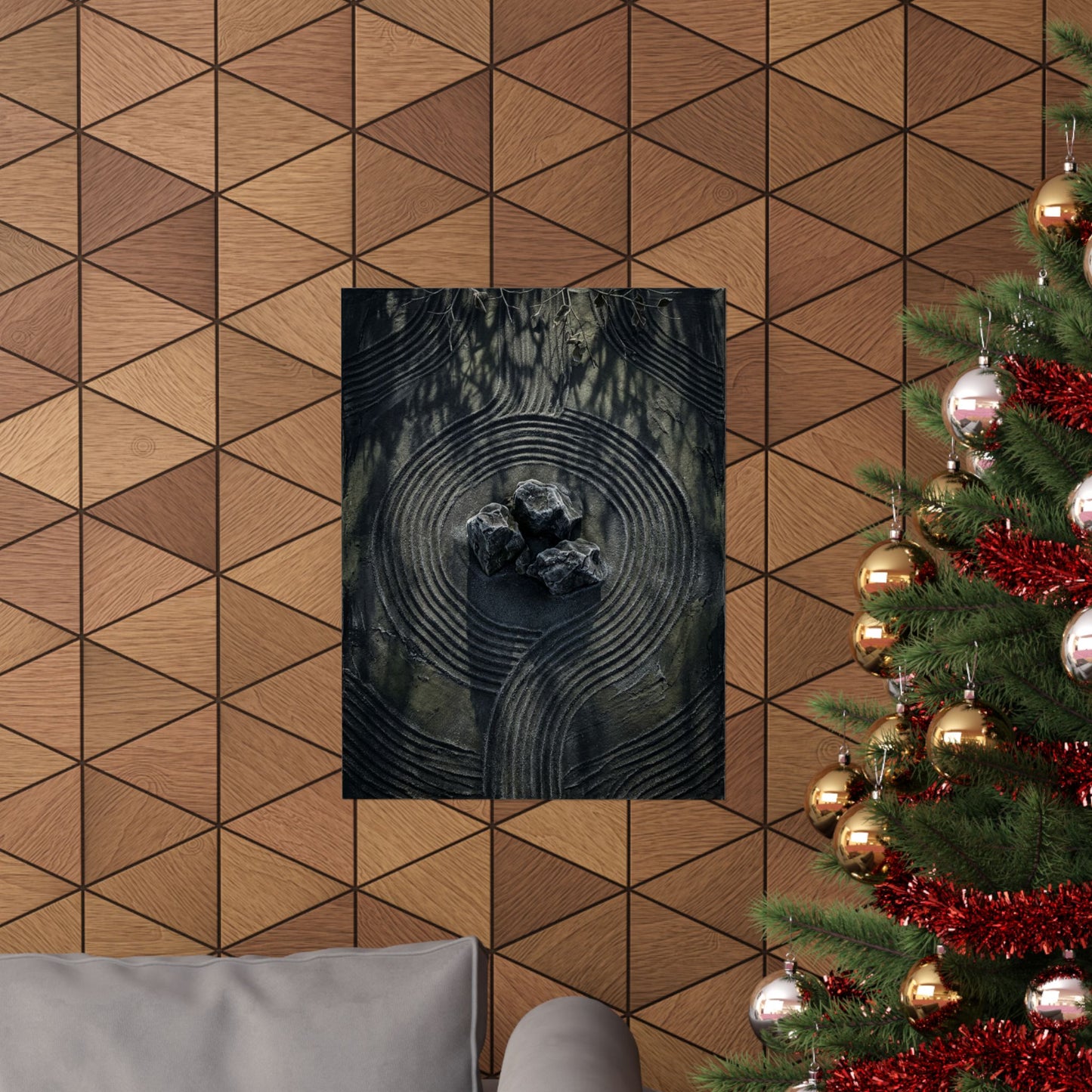 Winter Rock Garden Dark Texture Wall Art Print | Atmospheric Decor