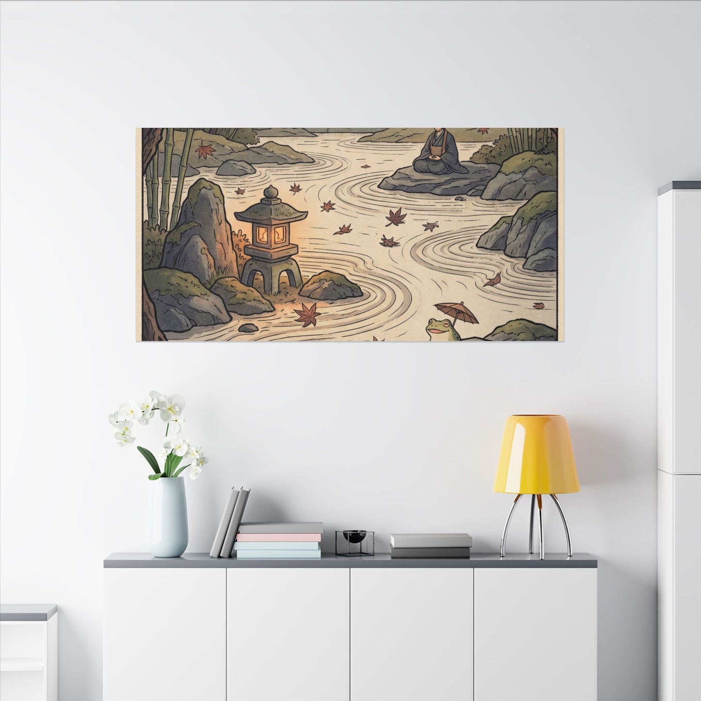 Rock Garden Autumn Canvas Art | Zen Serene Design