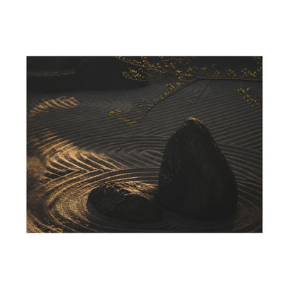 Ma Rock Garden Canvas Art - Dark Japandi Shadow Zen