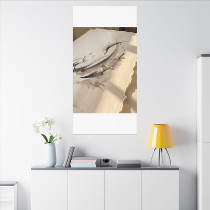 Ink Brushstroke Watercolor Canvas Art | Neutral Japandi Art