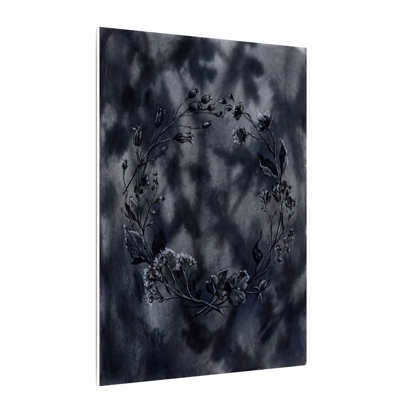Dried Flowers Canvas Art | Winter Dark Japandi Shadow Zen Art