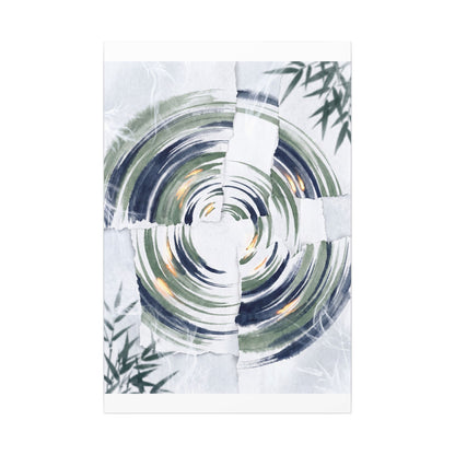 Winter Water Ripple Sumi E Canvas Art | Peaceful Decor