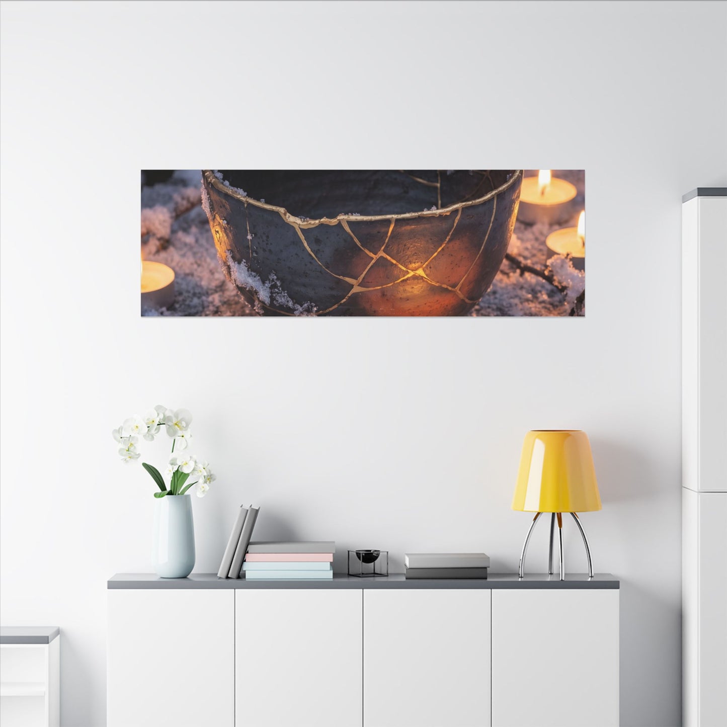 Ceramic Bowl Gold Repair Canvas Art | Beautiful Kintsugi Art