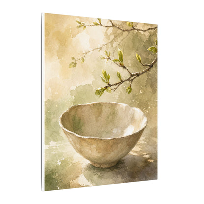 Warm Ceramic Bowl Canvas Art - Watercolor Japandi