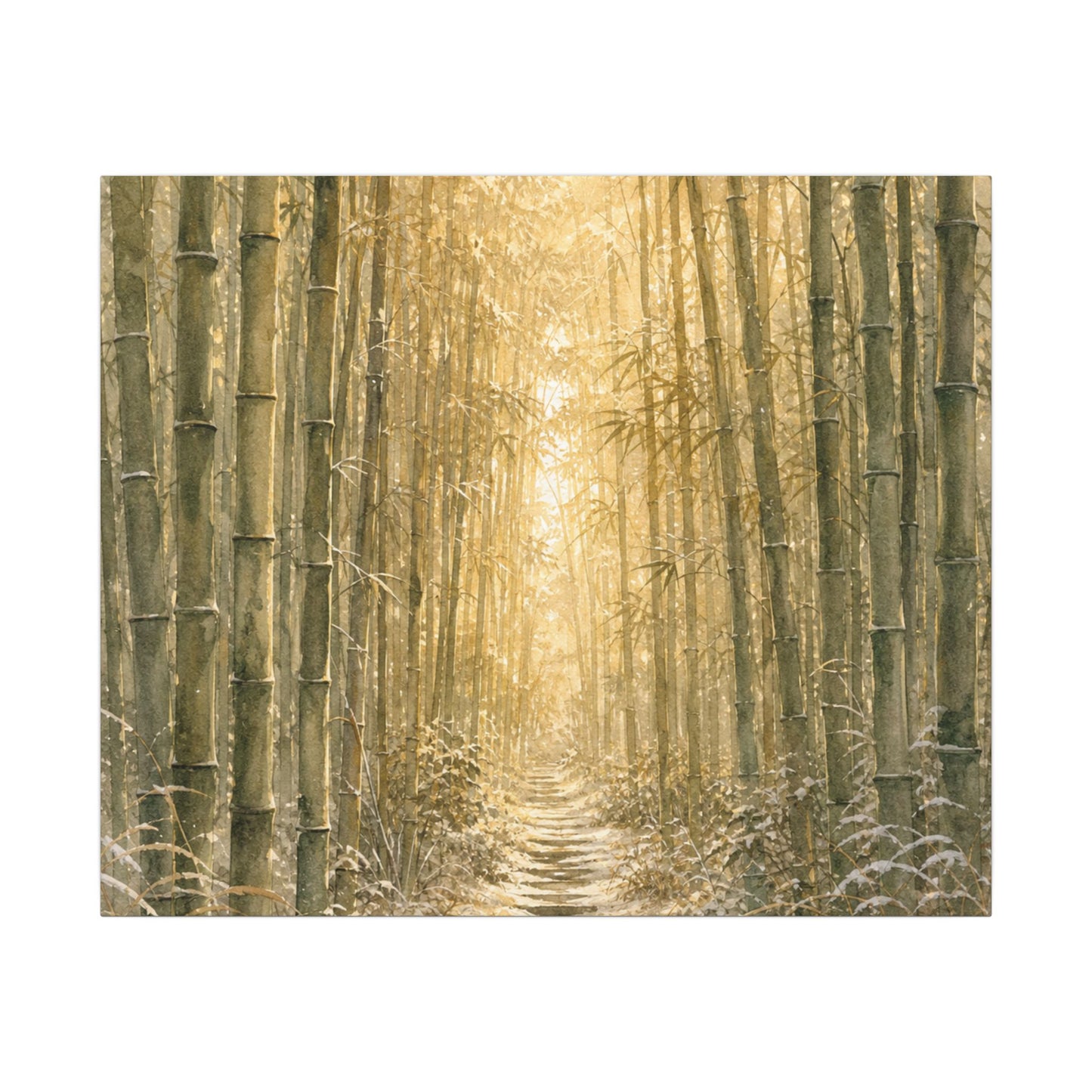 Bamboo Grove Winter Canvas Art | Japandi Elegant Design