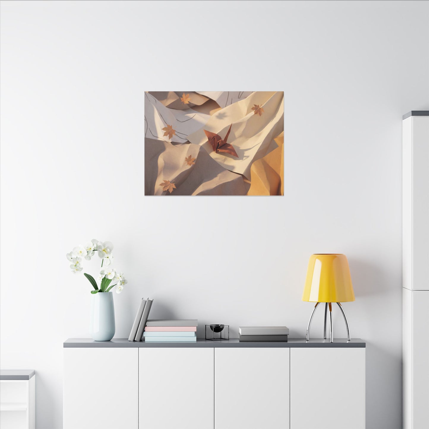 Autumn Paper Fold Minimal Line Canvas Art | Cozy Decor