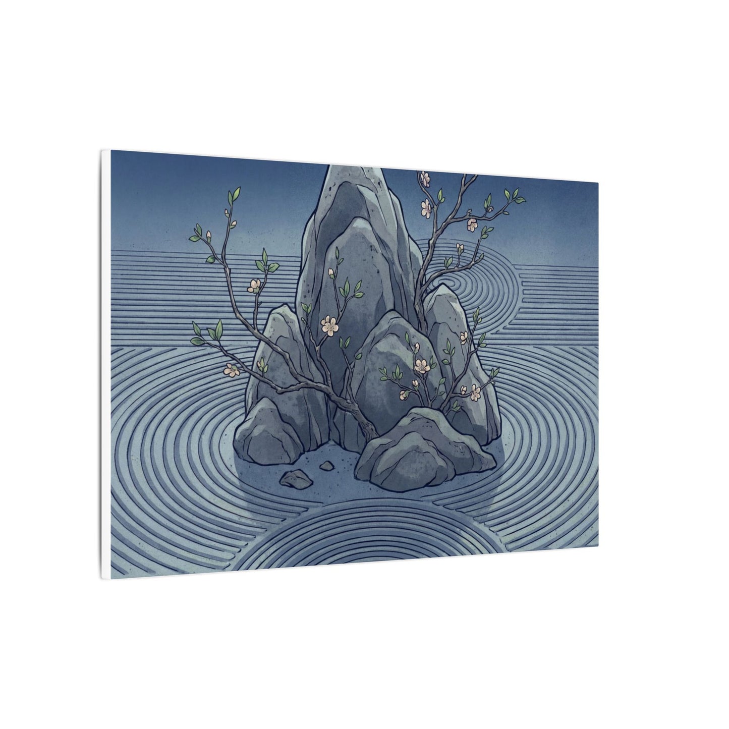 Spring Rock Garden Ukiyo E Inspired Canvas Art | Tranquil Decor