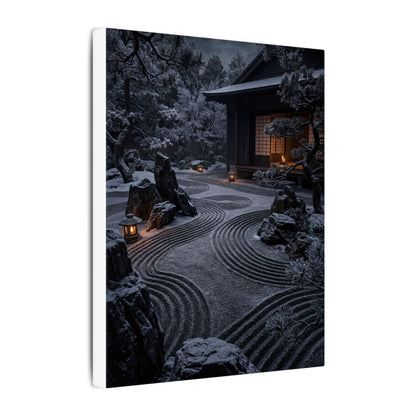 Candlelight Rock Garden Canvas Art - Dark Japandi Fukinsei