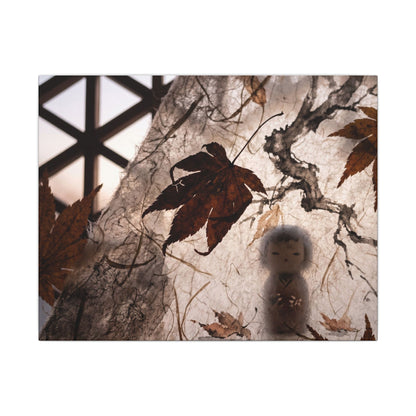 Shoji Screen Autumn Canvas Art | Dark Japandi Atmospheric Design
