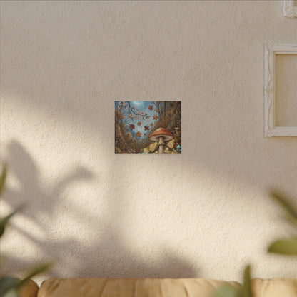 Autumn Cherry Blossom Mushroom Illustration Canvas Art | Enchanting Decor