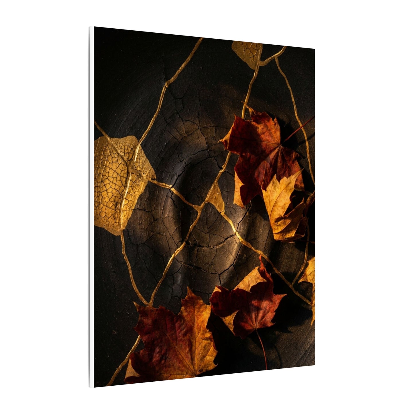 Resilient Shadow Play Canvas Art - Crackle Gold Kintsugi