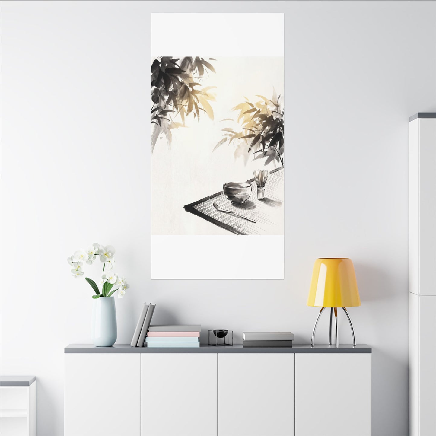 Tea Ceremony Sumi E Canvas Art | Serene Zen Art