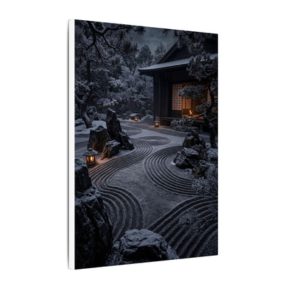Candlelight Rock Garden Canvas Art - Dark Japandi Fukinsei