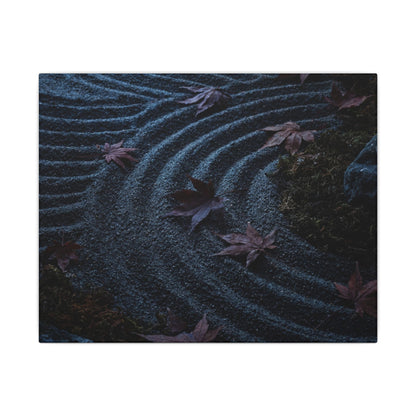Rock Garden Canvas Art | Autumn Dark Japandi Dark Texture Art
