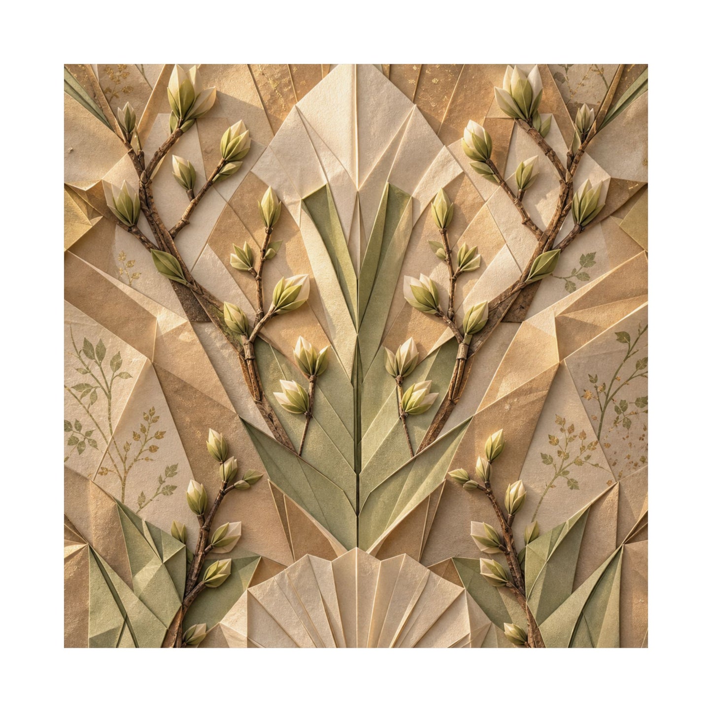 Paper Fold Japanese Pattern Wall Art Print | Warm Japandi Art