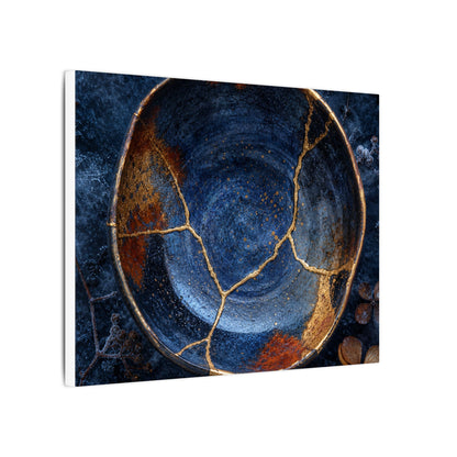 Kintsugi Ceramic Bowl in Moonlight | Crackle Gold Canvas Art