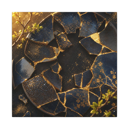 Golden Hour Broken Pottery Canvas Art - Kintsugi Ma