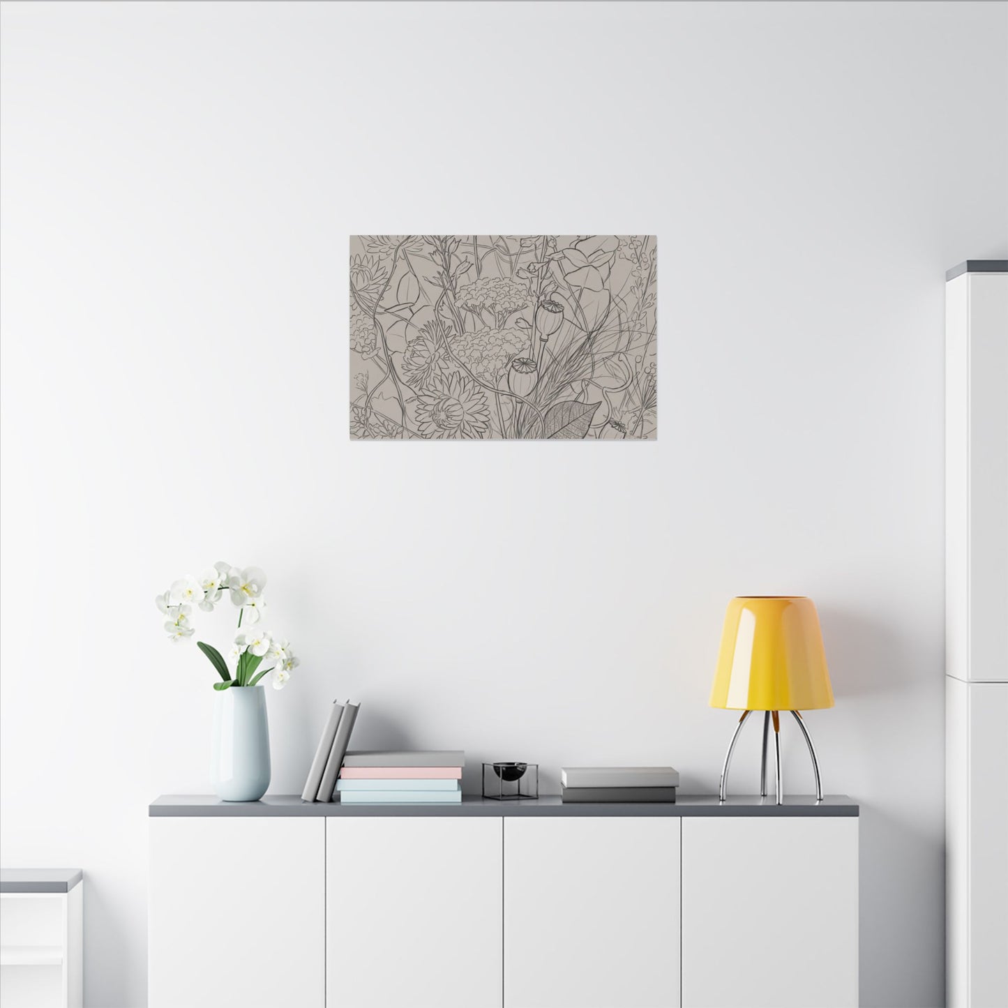 Summer Dried Flowers Minimal Line Canvas Art | Elegant Decor