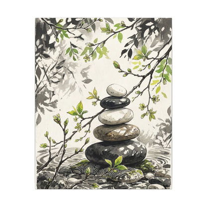 Spring River Stones Japanese Pattern Canvas Art | Elegant Decor