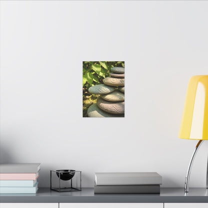 River Stones Summer Canvas Art | Japandi Earthy Design