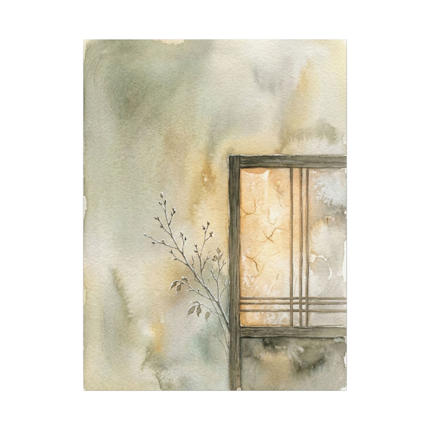 Ma Shoji Screen Canvas Art - Japandi Watercolor