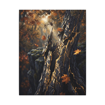 Pine Tree Autumn Canvas Art | Kintsugi Beautiful Design