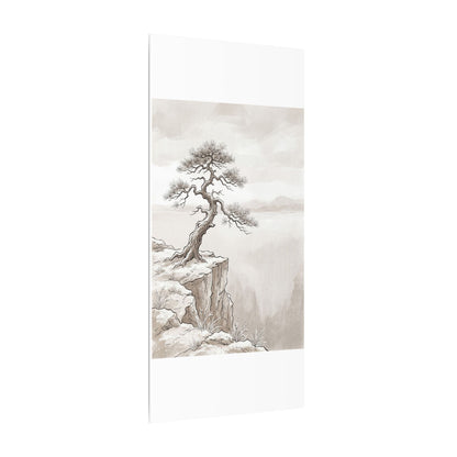 Neutral Pine Tree Canvas Art - Minimal Line Japandi