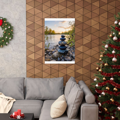 Beautiful River Stones Wall Art Print - Gold Vein Kintsugi