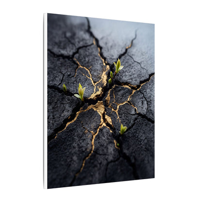 Ma Cracked Earth Canvas Art - Dark Japandi Charcoal Ink