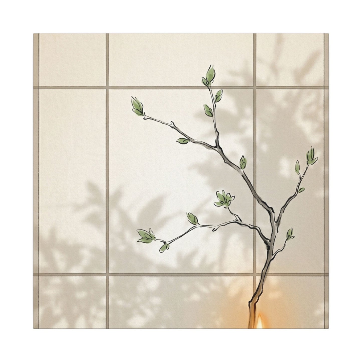 Shoji Screen Spring Canvas Art | Japandi Cozy Design