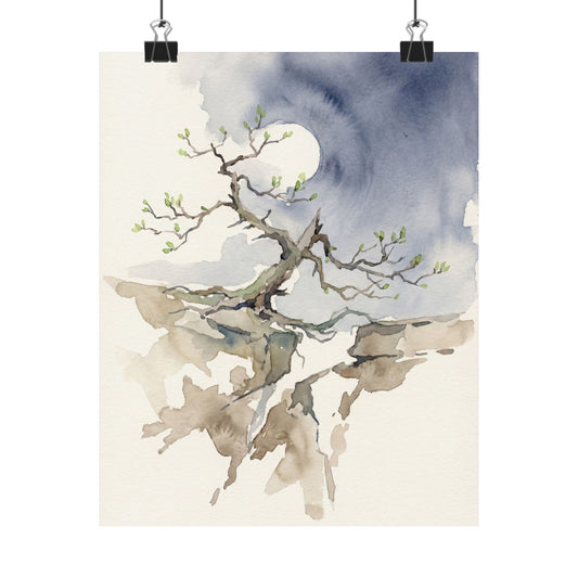 Pine Tree Spring Wall Art Print | Japandi Elegant Design