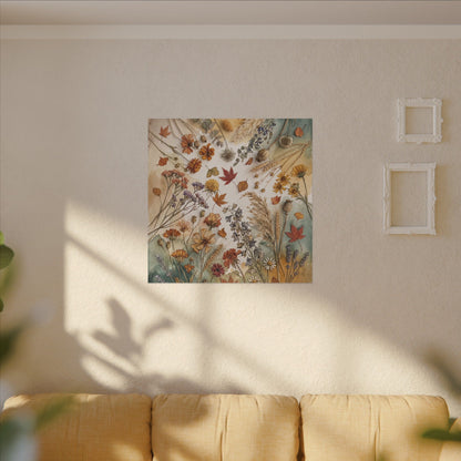 Dried Flowers Canvas Art | Autumn Japandi Watercolor Art