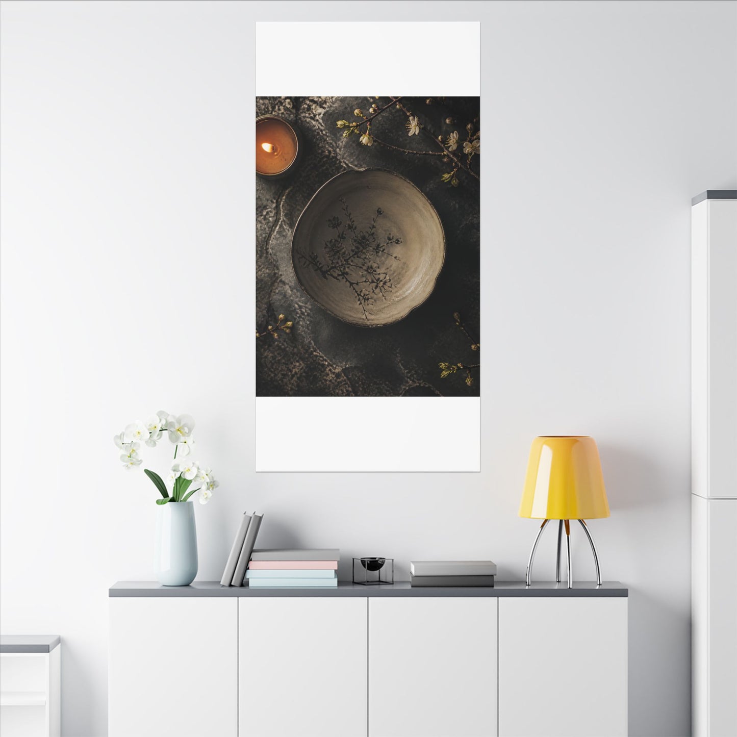 Ceramic Bowl Spring Canvas Art | Japandi Earthy Design