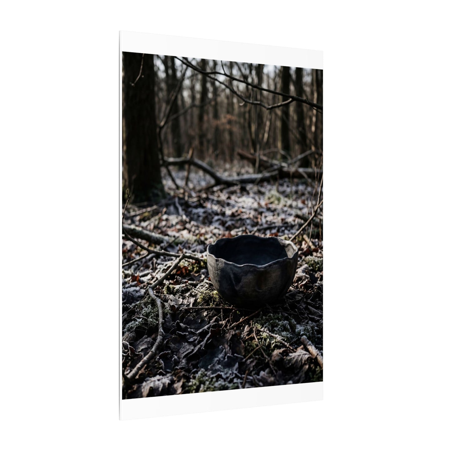Dappled Ceramic Bowl Canvas Art - Dark Japandi Kanso