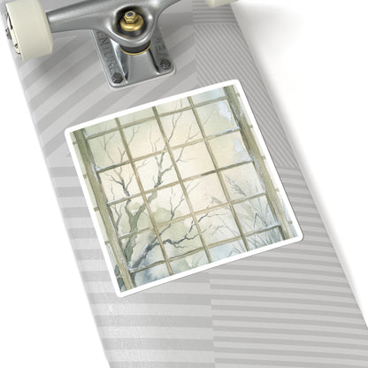 Shoji Screen Winter Sticker | Japandi Cozy Design